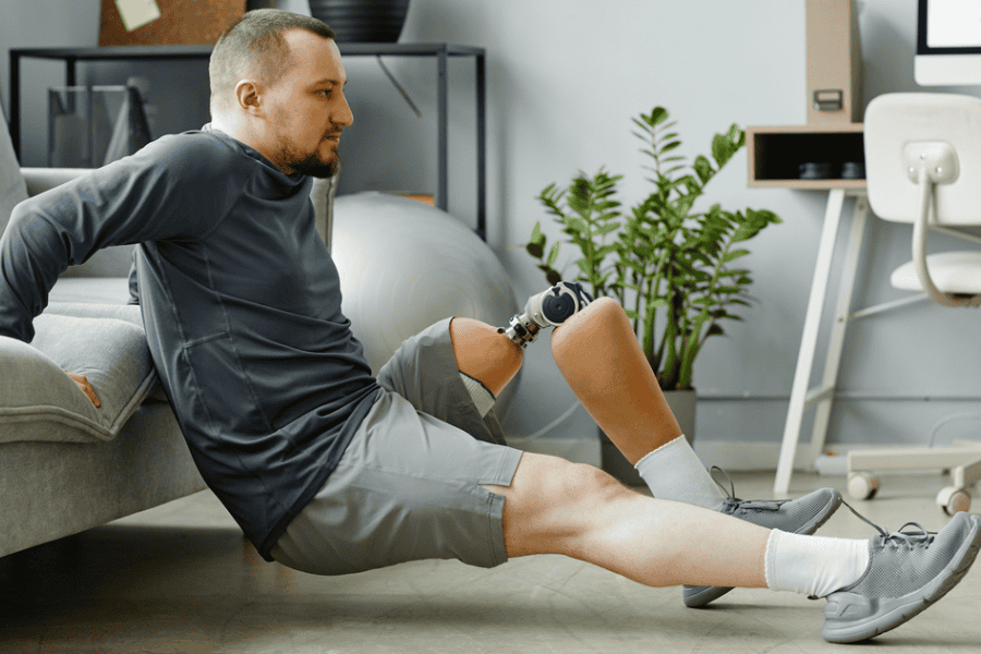 man working out at home